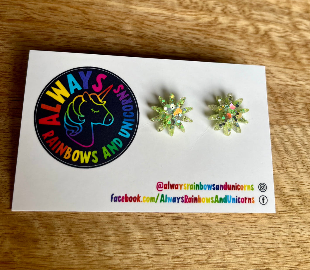 Neon Christmas Flower Studs